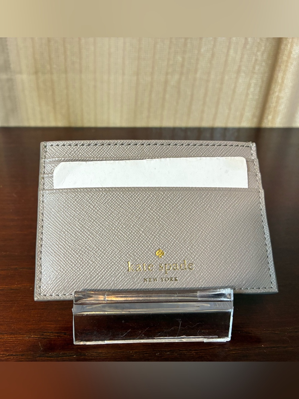 kate spade Glitter and Taupe Saffiano Leather Card Case